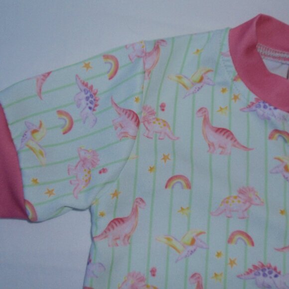 Smocking Bird Dinosaurs Girls Pink Shortie Short Sleeve Pajamas Zip Up 2t - Picture 3 of 11